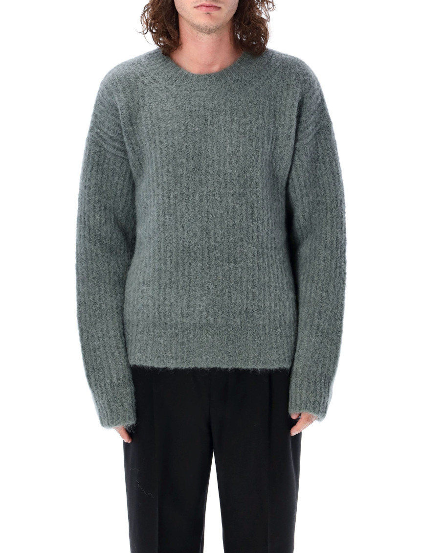 AMI ALEXANDRE MATTIUSSI GREY CREWNECK PLAIN SWEATER