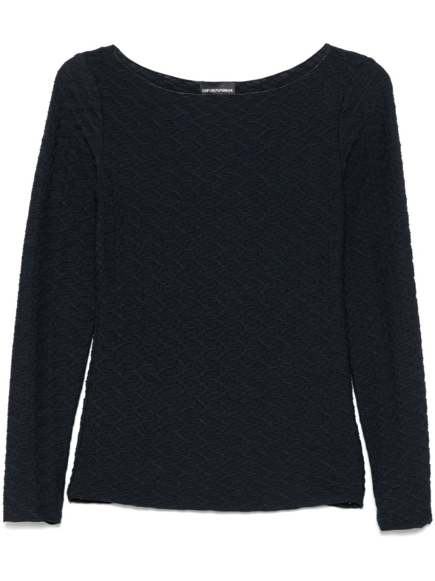 Emporio Armani Jacquard Jersey Jumper With A Geometric Pattern