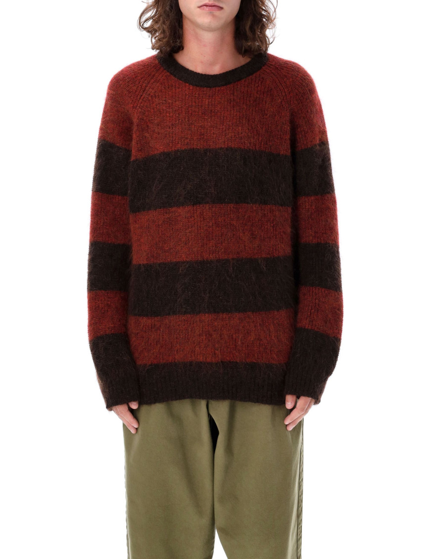 YMC YOU MUST CREATE RED CREWNECK STRIPED SWEATER