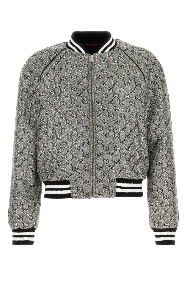 Gucci Embellished Tweed Bomber Jacket