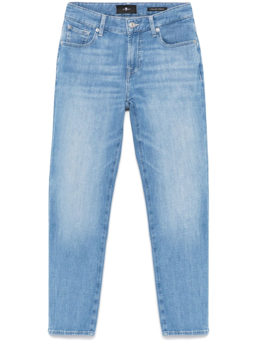 7 For All Mankind Sky Blue Calie Straighnt Cropped Jeans