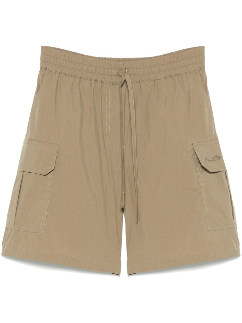P.A.R.O.S.H BEIGE NYLON DRAWSTRING SHORTS