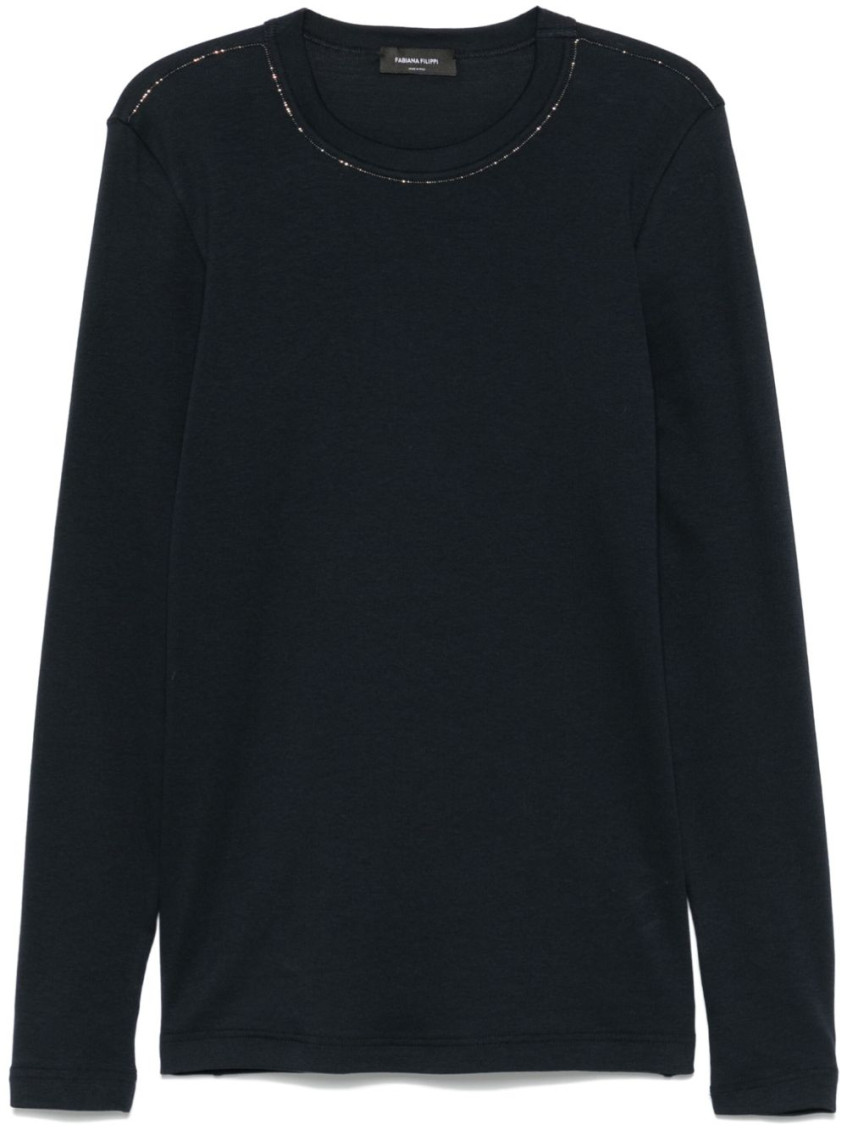 FABIANA FILIPPI BLUE COTTON CREWNECK SWEATER