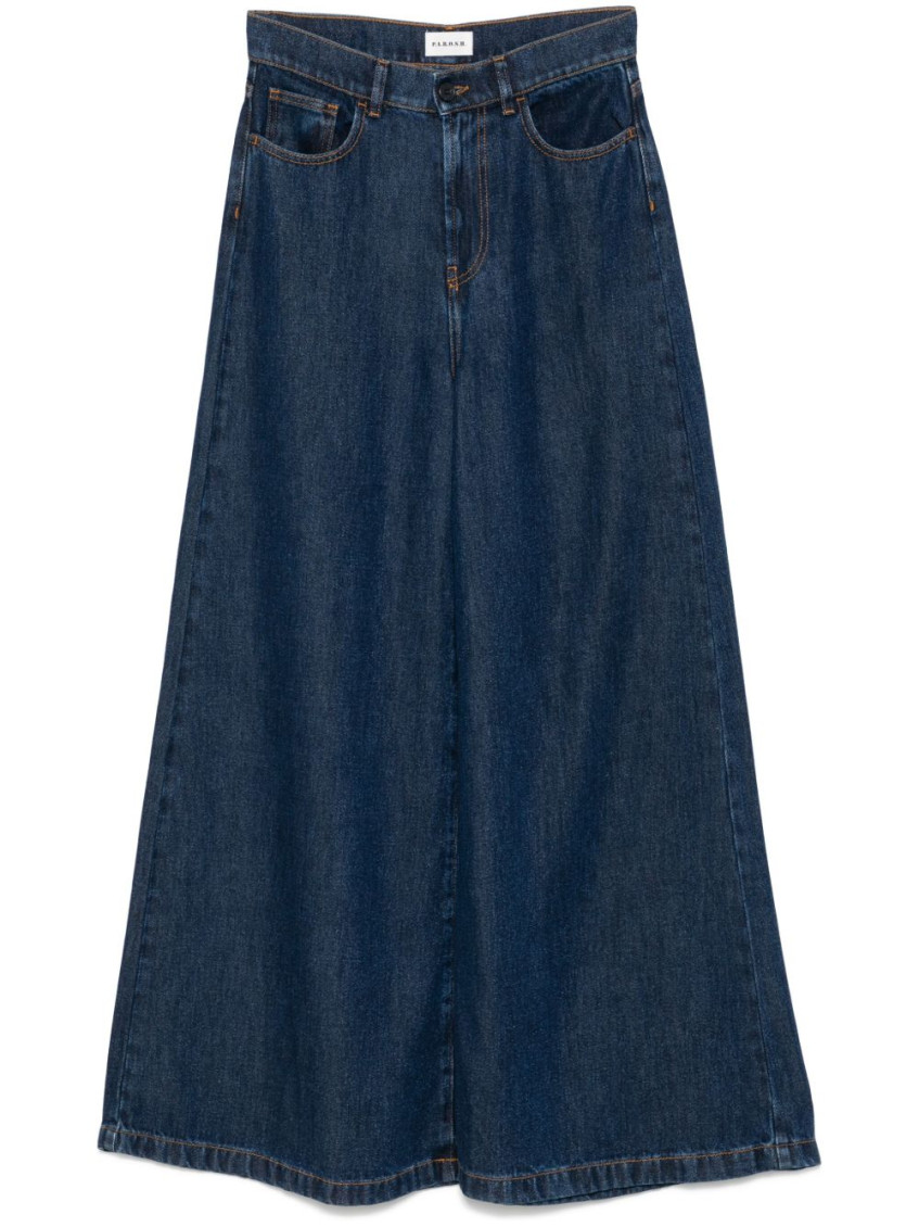 Shop P.a.r.o.s.h Blue Denim Wide-leg Jeans