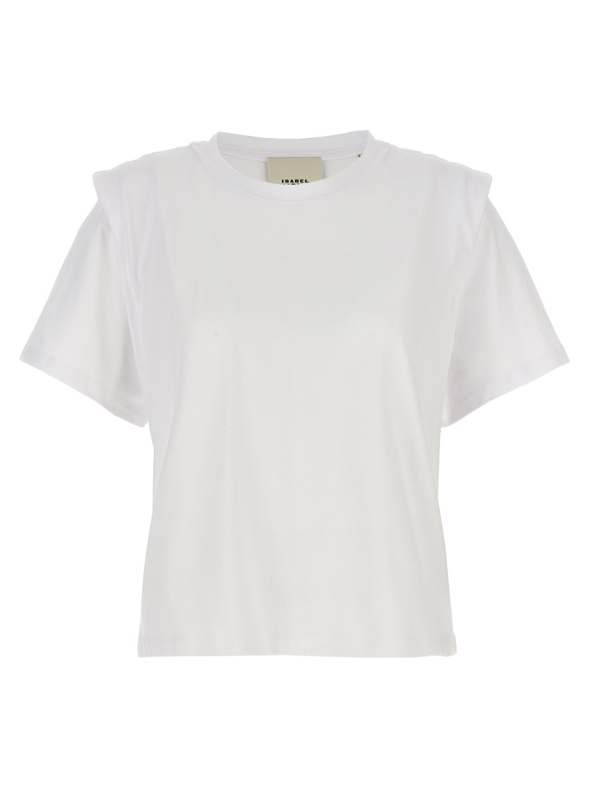 Isabel Marant Crew Neck Shoulder Detail Short Sleeve Top In White
