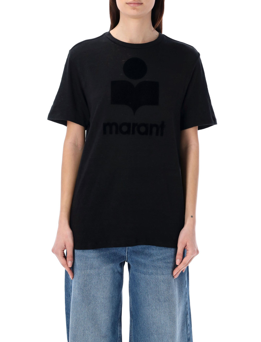 Shop Isabel Marant Black Linen Zewel T-shirt