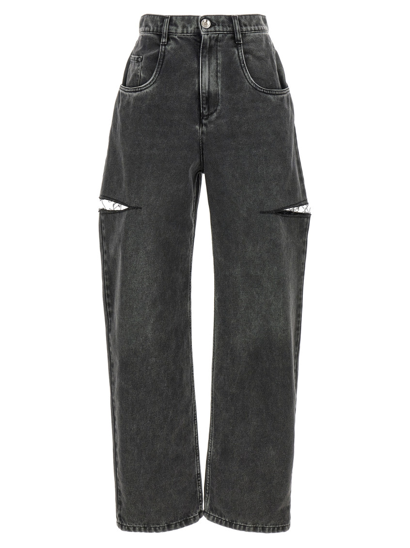 Maison Margiela High-waisted Black Denim Jeans With Relaxed Straight-leg Fit In Black