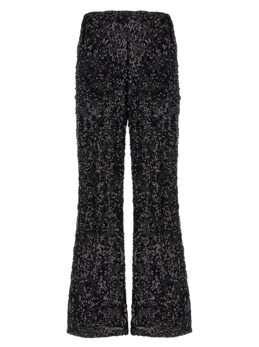 Le Twins Dark Green Flared Leg Pants In Black