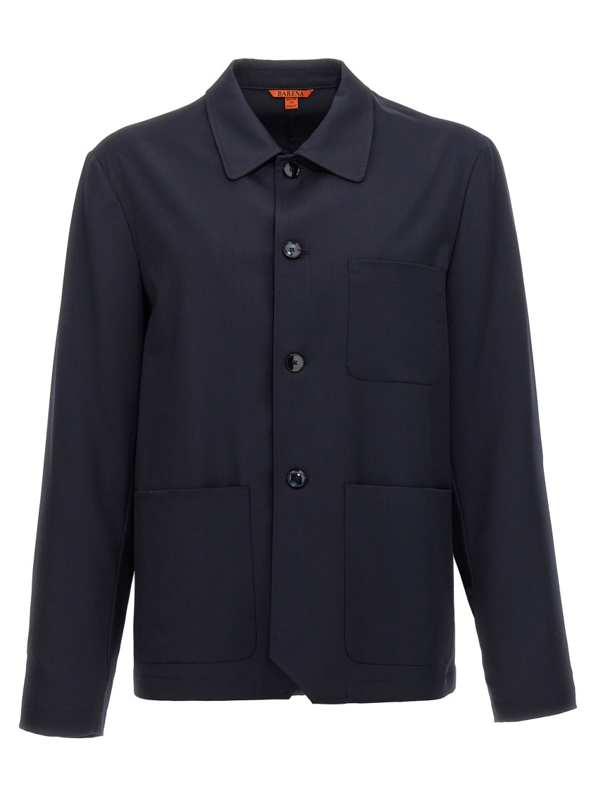 Shop Barena Venezia Navy Blue Visal Overshirt