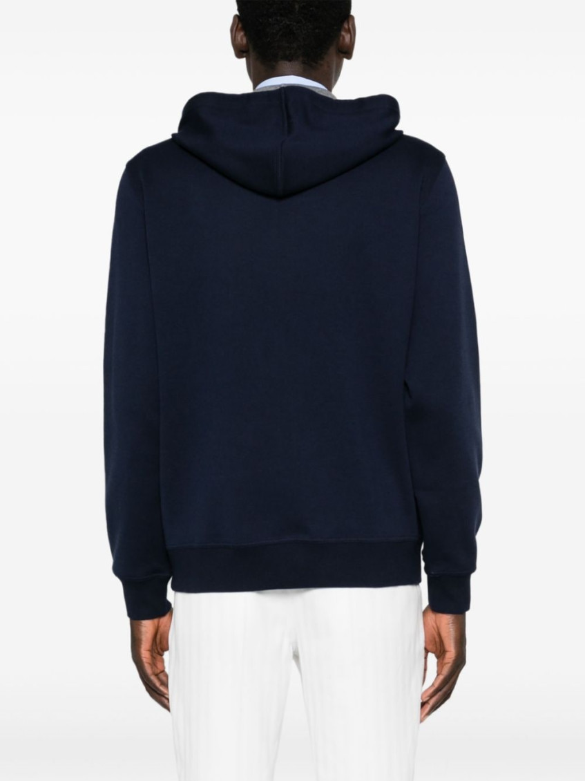 Brunello Cucinelli Dark Blue Zipped Hoodie for Men Online USA at