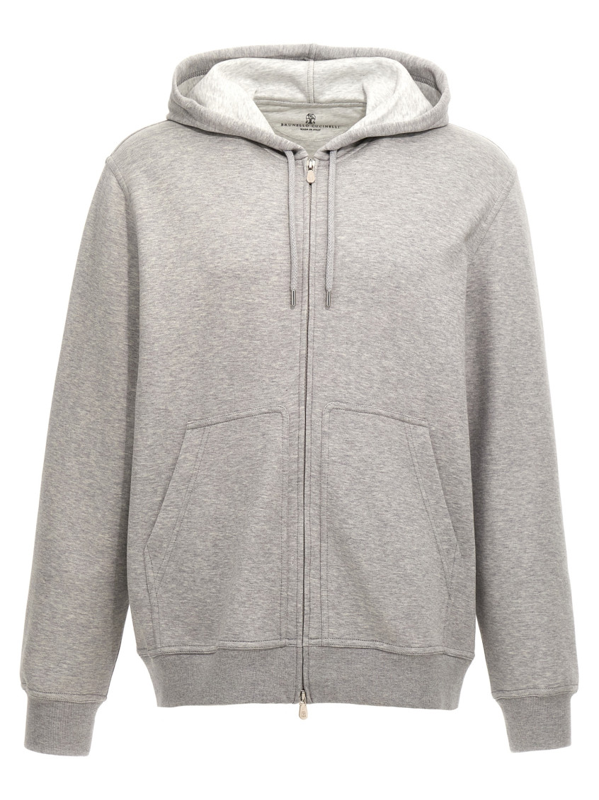 Shop Brunello Cucinelli Grey Jersey Hoodie