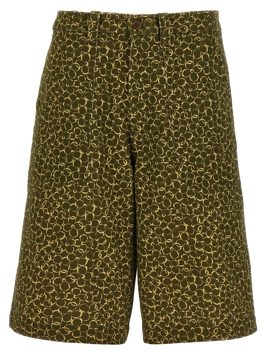 Maison Kitsuné Floral Print Bermuda Shorts In Green