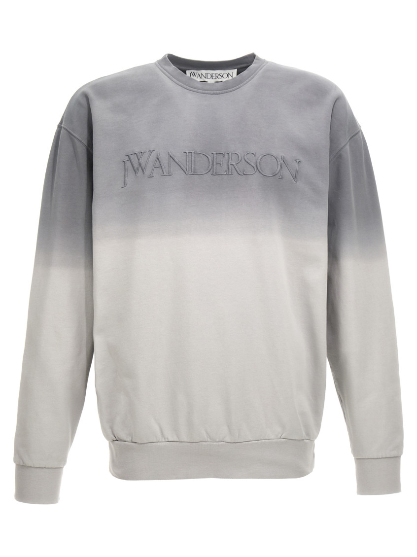 Jw Anderson Gray Embroidered-logo Gradient Sweatshirt In Grey