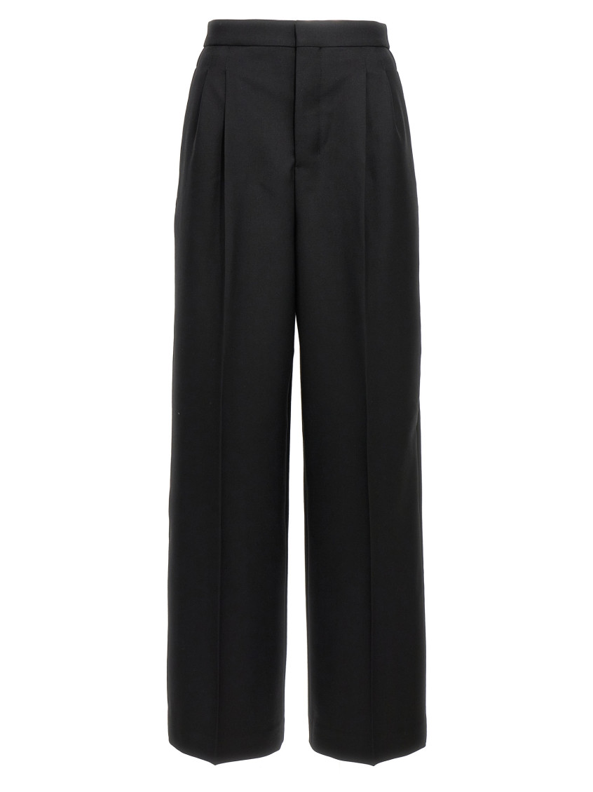 AMI ALEXANDRE MATTIUSSI BLACK FRONT PLEATS PANTS 