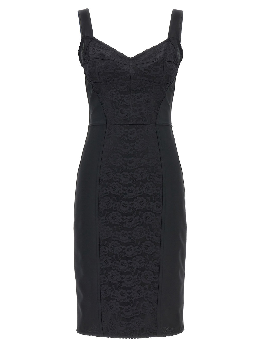 Shop Dolce & Gabbana Black Midi Corsetry Dress