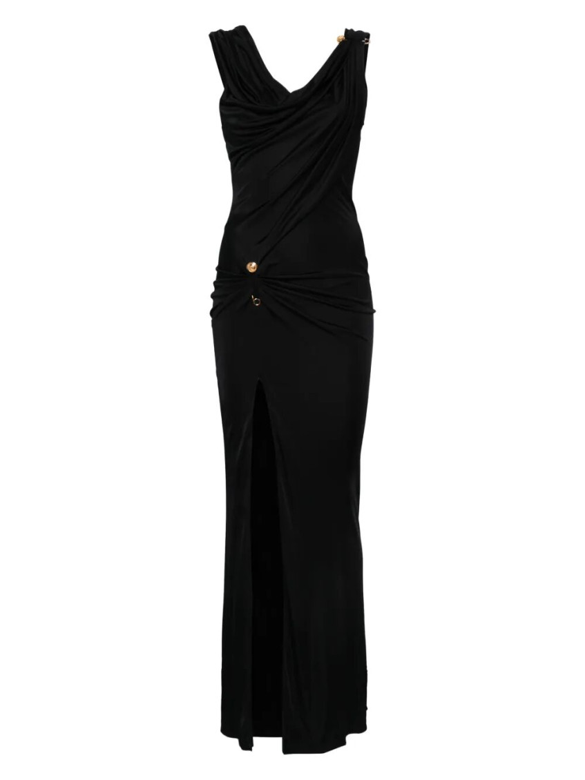 Versace Black Asymmetric Neck Dress