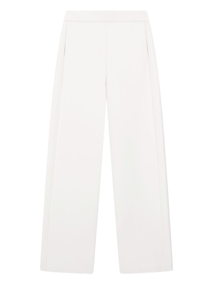 Emporio Armani Icon Trousers In Fluid Armure Fabric In White