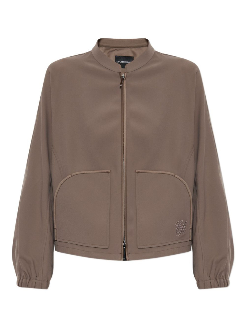 Emporio Armani Jacket With Embroidered Logo In Brown