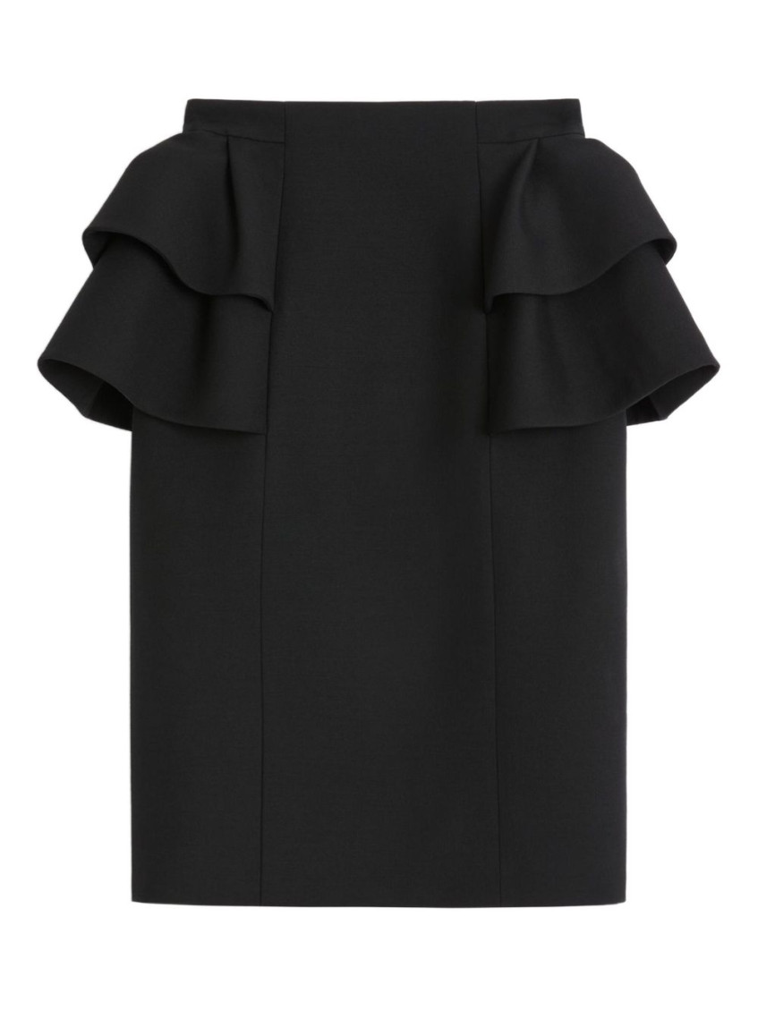Valentino Pencil Skirt With Ruffles In Black