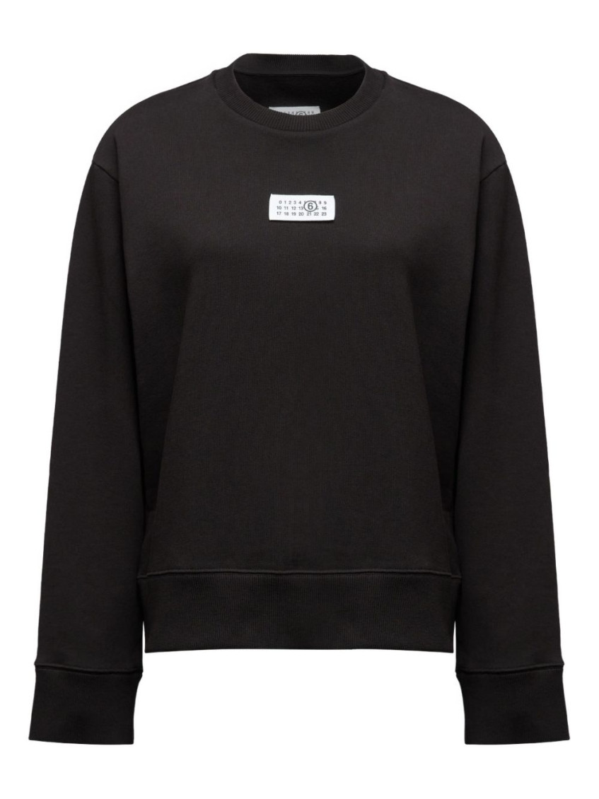 Mm6 Maison Margiela Black Logo Patch Sweatshirt In Black