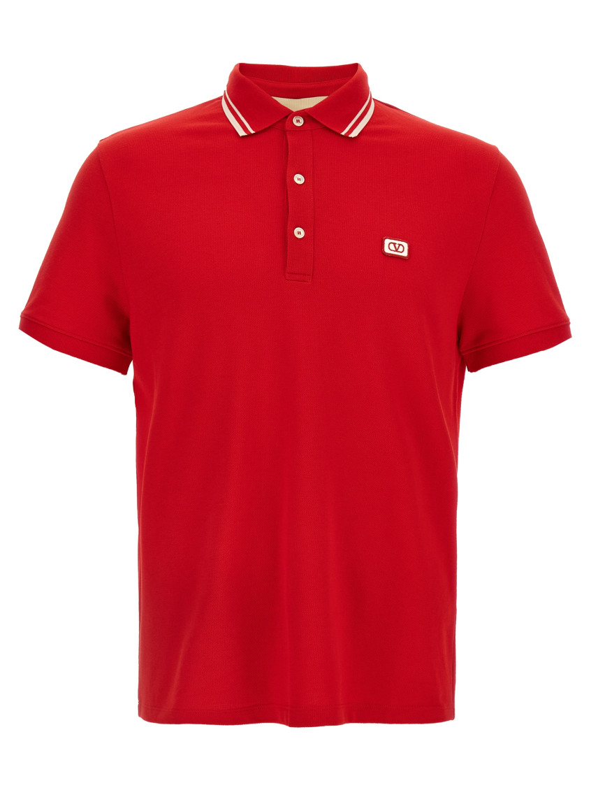 Valentino Vlogo Signature Cotton Polo Shirt In Red