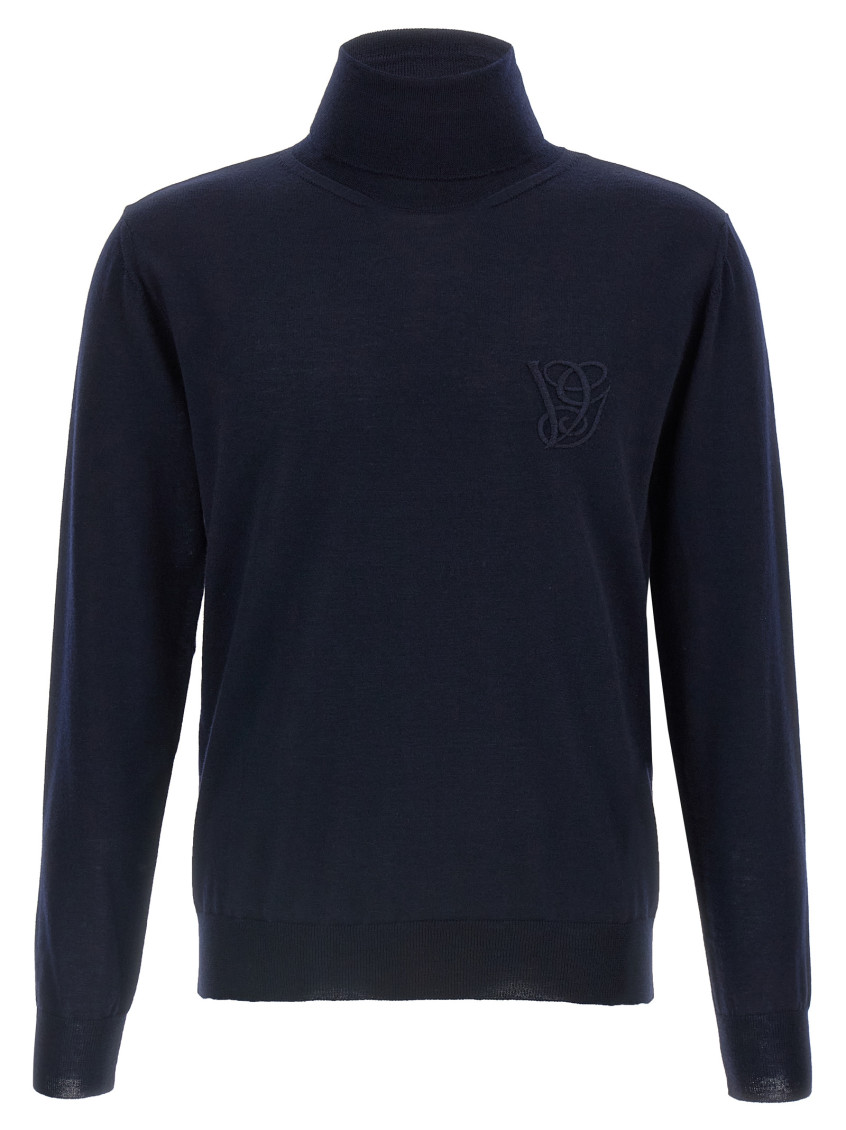 Valentino Virgin Wool Turtleneck Sweater In Blue