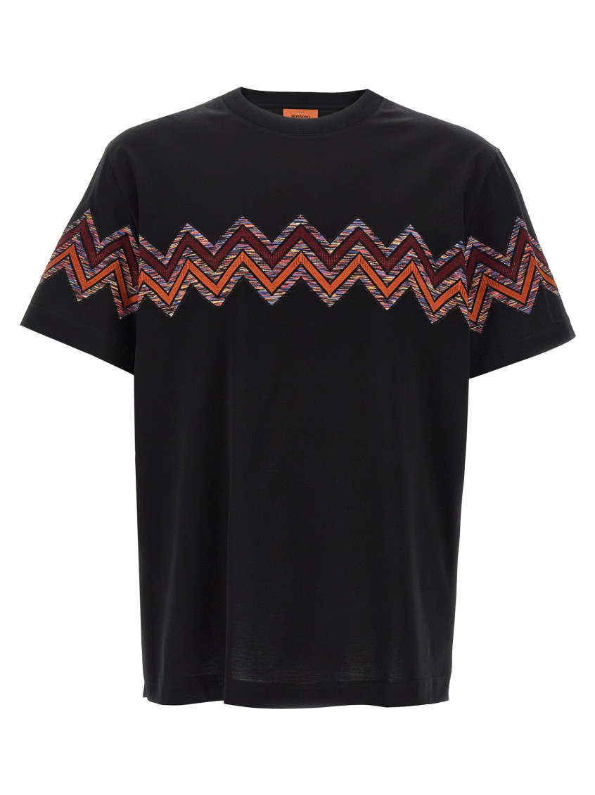 Missoni T-shirt With Maxi Chevron Insert In Black