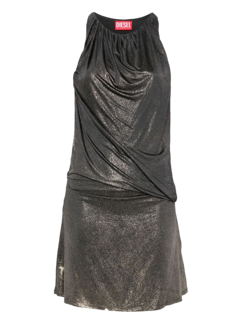 Diesel Draped Corset Halter Neck Mini Dress In Gray