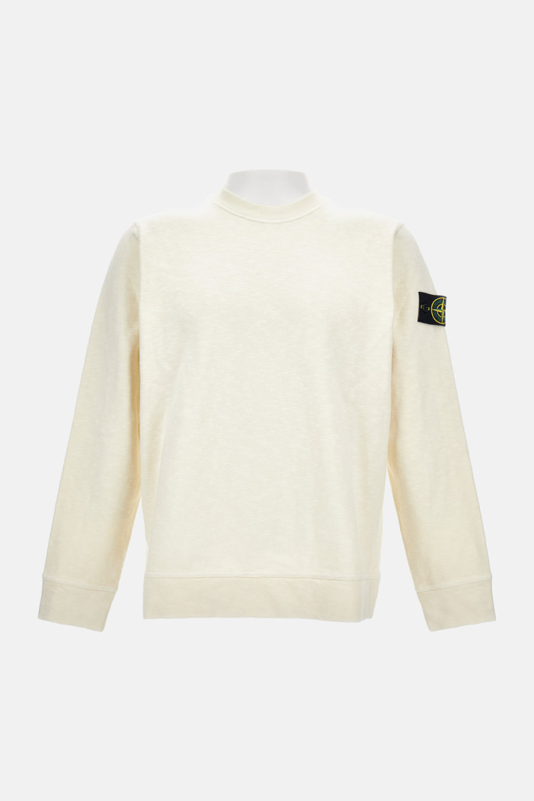 Stone Island White Logo Solid Sweatshirt In White