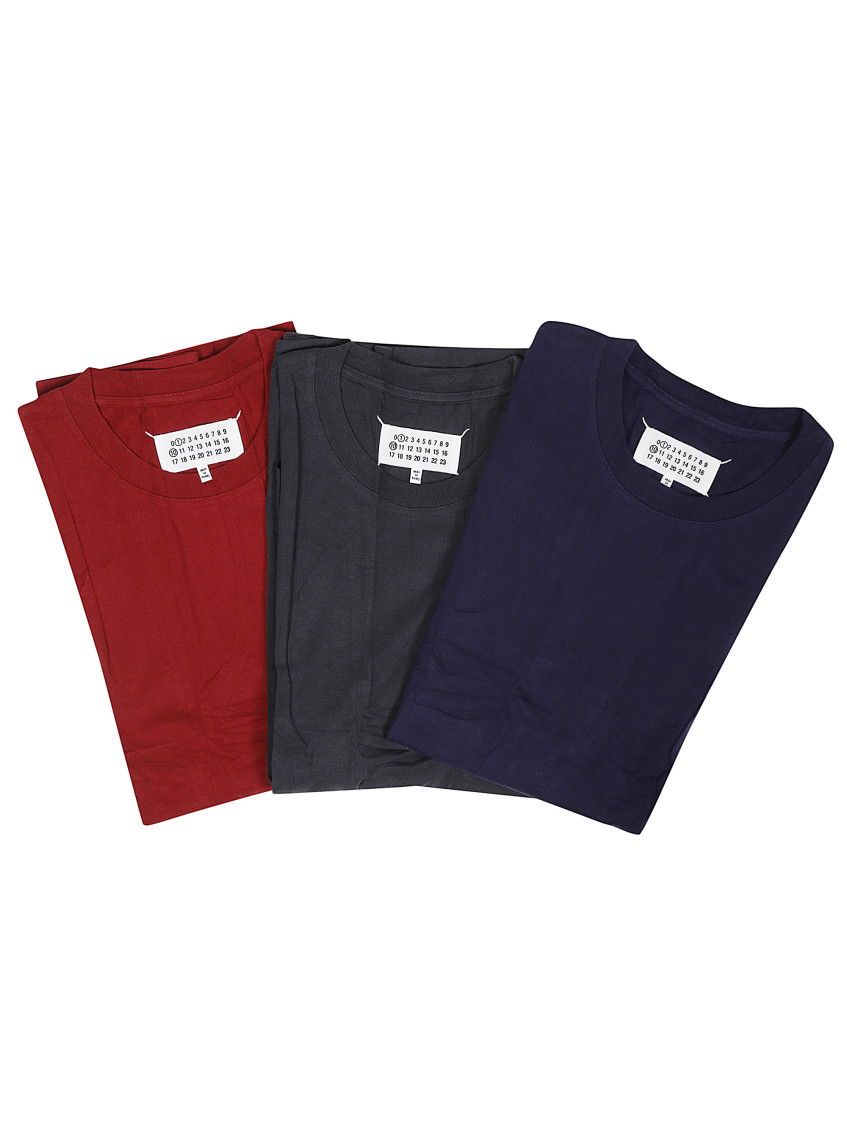 Maison Margiela Cotton T-shirt Set With Number Logo Patch In Multi