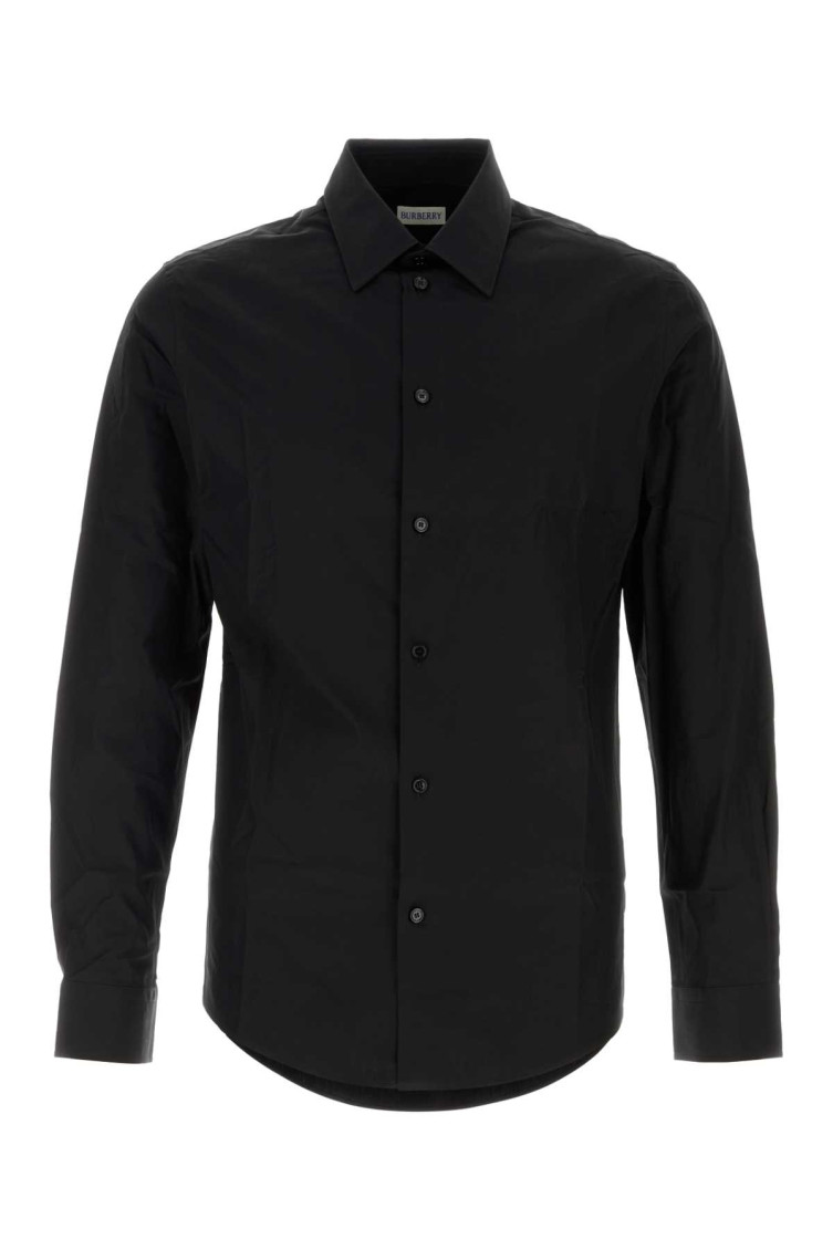 Burberry Long Sleeve Tailored Poplin Shirt In Black