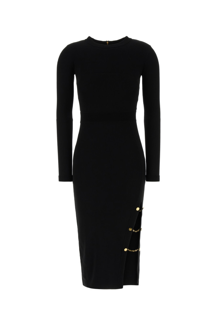 Elisabetta Franchi Black Viscose Knit Dress In Black