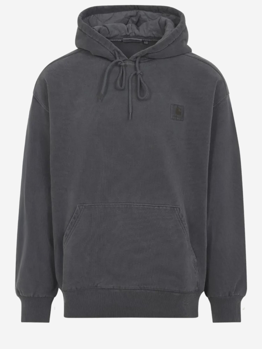 Carhartt Hooded Cotton Vista Sweater With Tonal Details And Logo Patch In Black