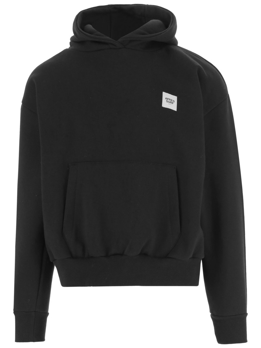 Après Surf Hooded Black Sweatshirt With Contrasting Logo And Kangaroo Pocket In Black