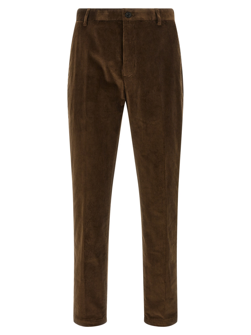 Department Five Pleat Logo-patch Trousers In Brown