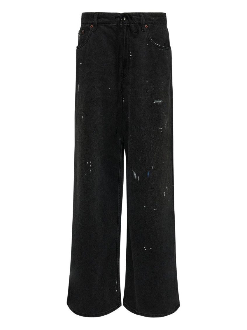 Mm6 Maison Margiela Loose Fit Denim Cotton Trousers In Black