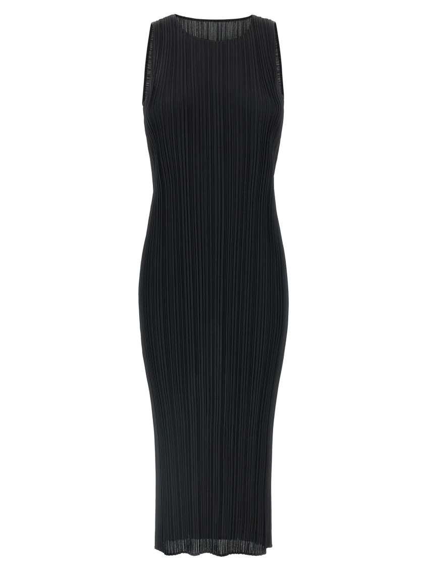 Issey Miyake Black Basics Midi Dress In Black