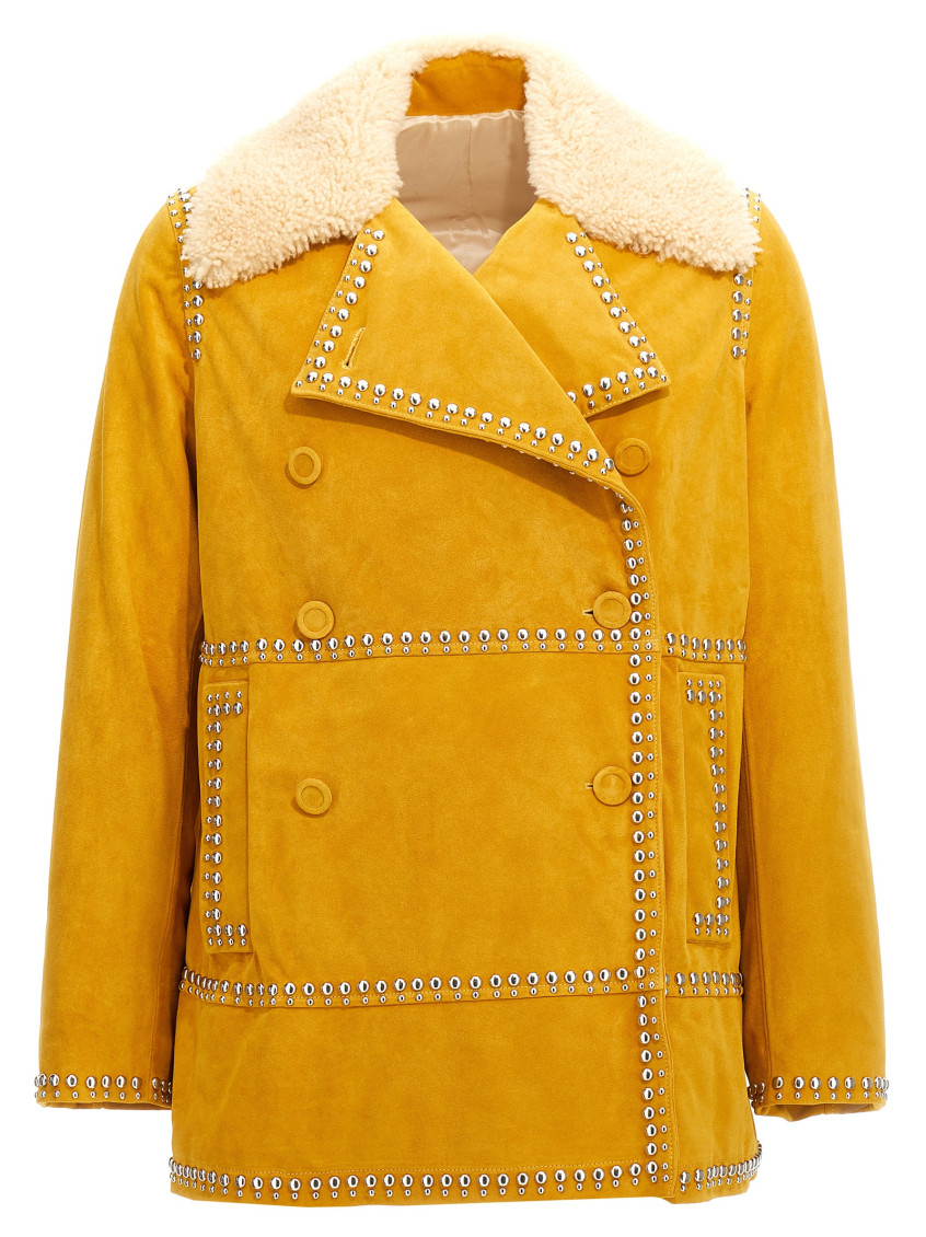 Wales Bonner Long-sleeved Leather Jacket In Yellow