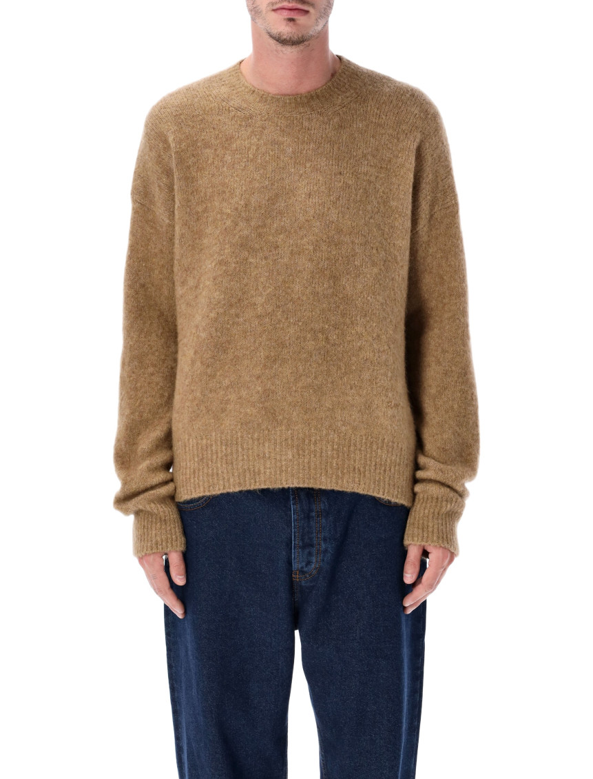 AMI ALEXANDRE MATTIUSSI MEN BROWN CREW NECK SWEATER, M LUXURY SWEATERS & KNITWEAR FOR MEN DARVEYS
