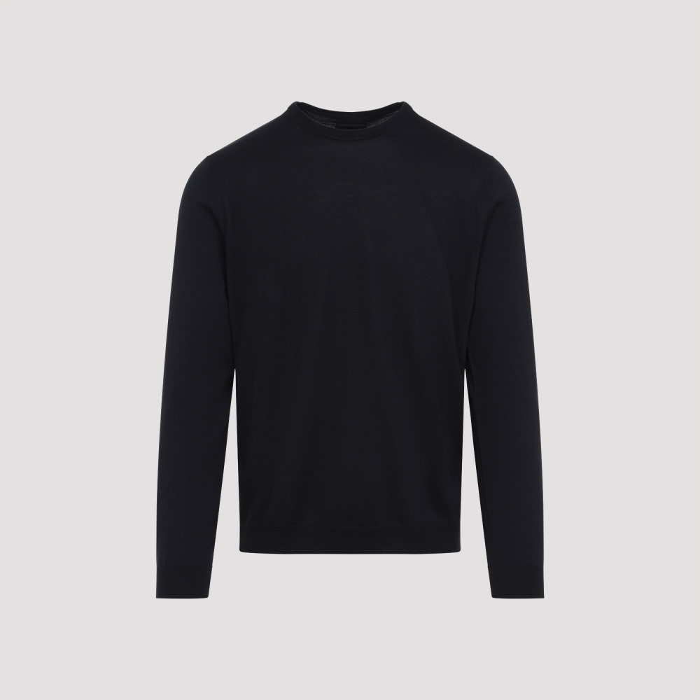 GIORGIO ARMANI NAVY BLUE CREW-NECK JUMPER