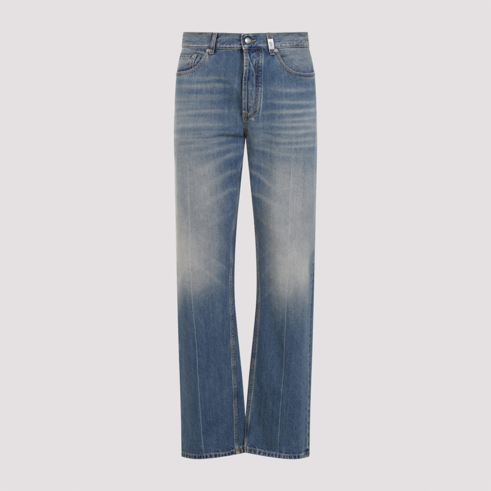 ALEXANDER MCQUEEN BLUE STRAIGHT LEG COTTON JEANS