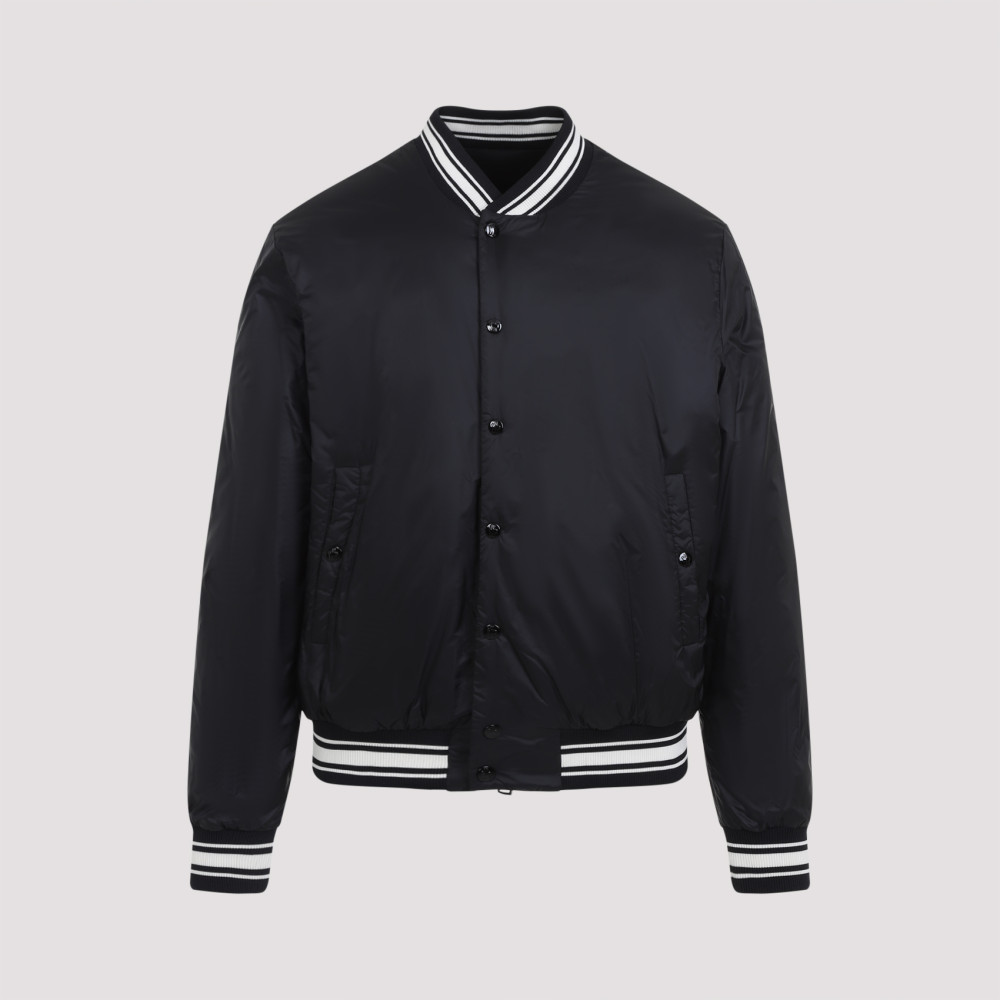 MONCLER BLACK BOUCHET REVERSIBLE DOWN VARSITY JACKET