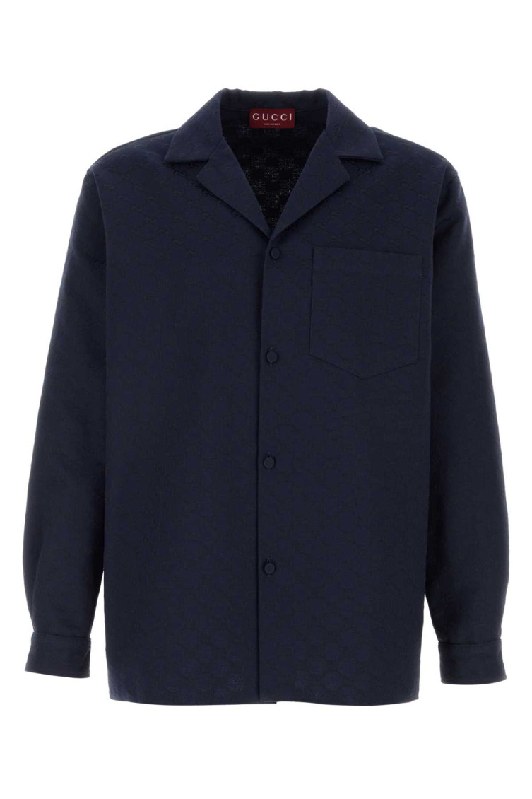 GUCCI DARK BLUE GG CANVAS SHIRT