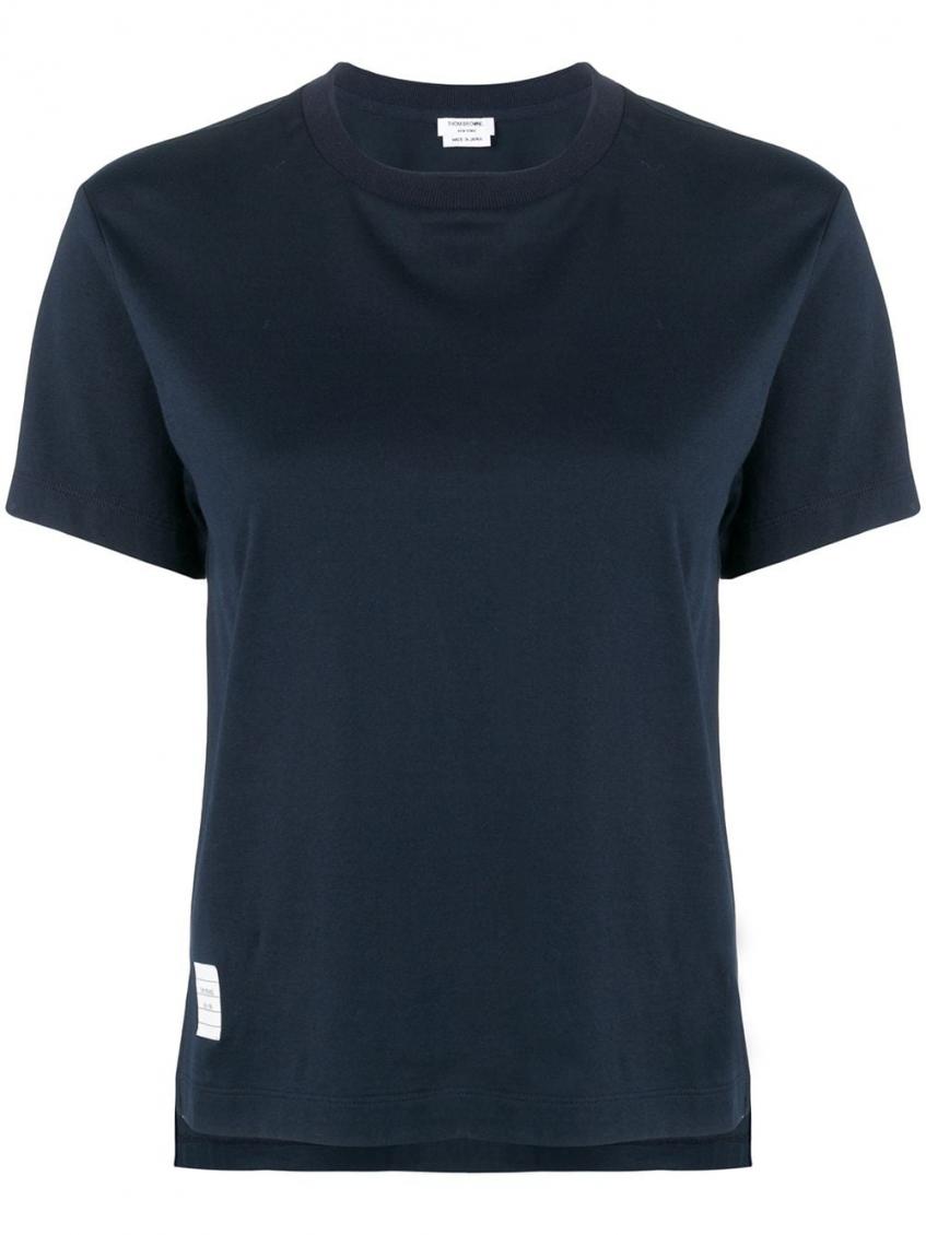 Thom Browne Logo-patch Short-sleeve T-shirt In Navy Blue