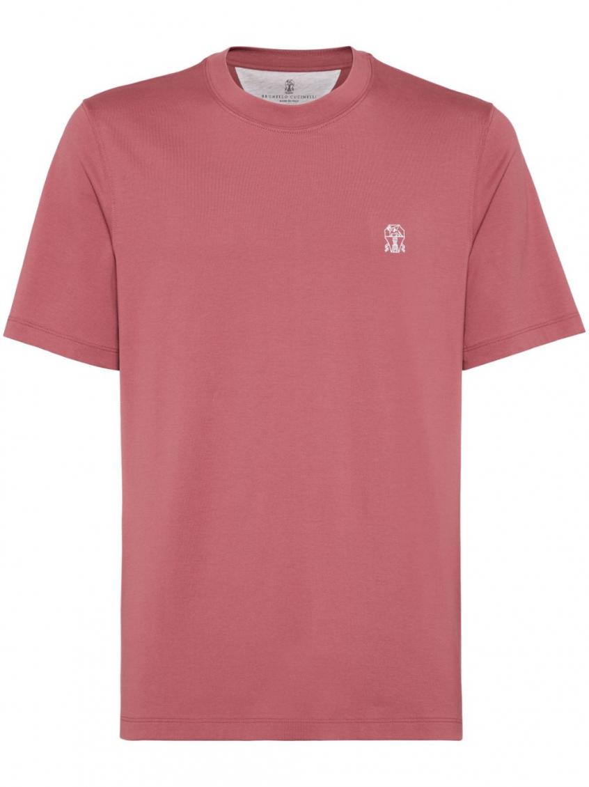 Brunello Cucinelli Logo Cotton T-shirt In Red