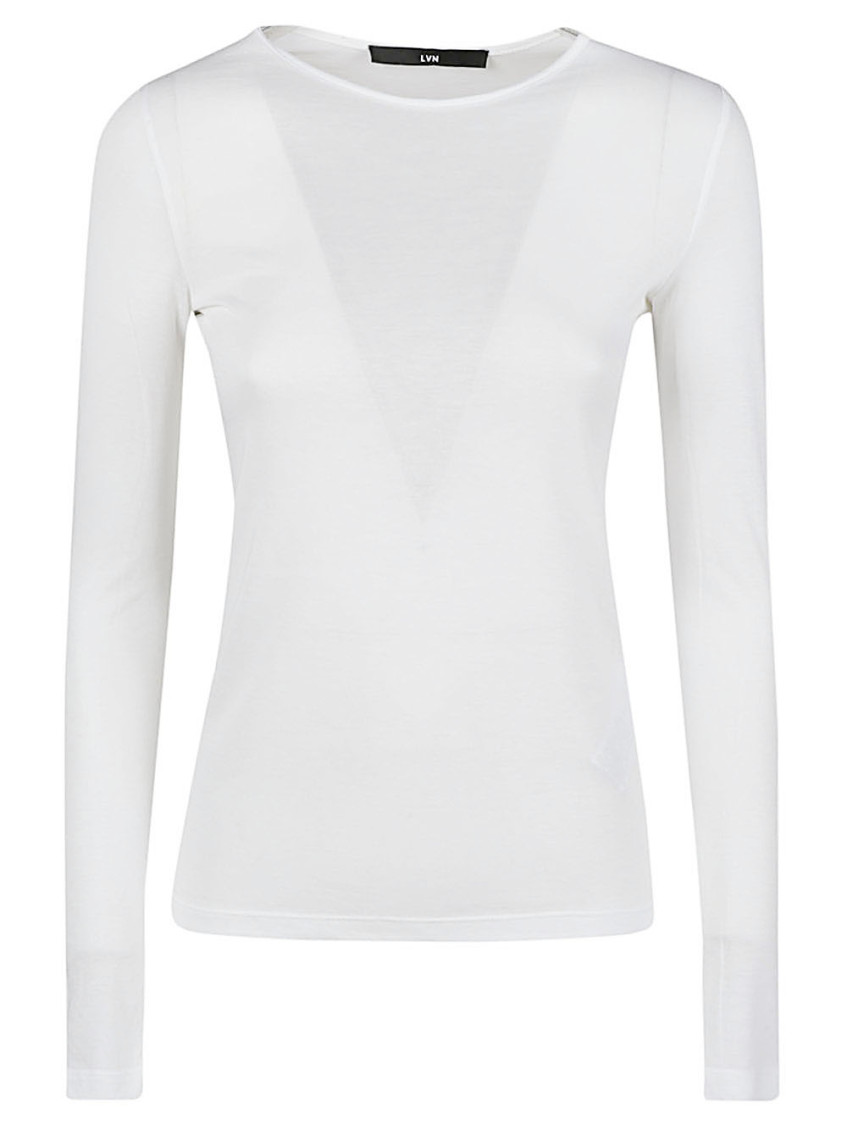 Liviana Conti Long Sleeve Cotton Blend T-shirt In White