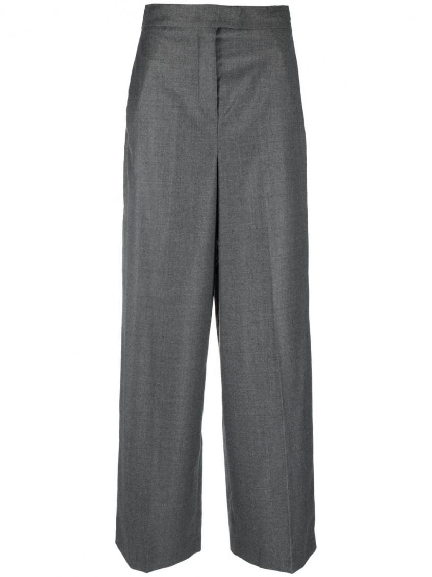 Fendi Wide Leg Wool Pants In Grey