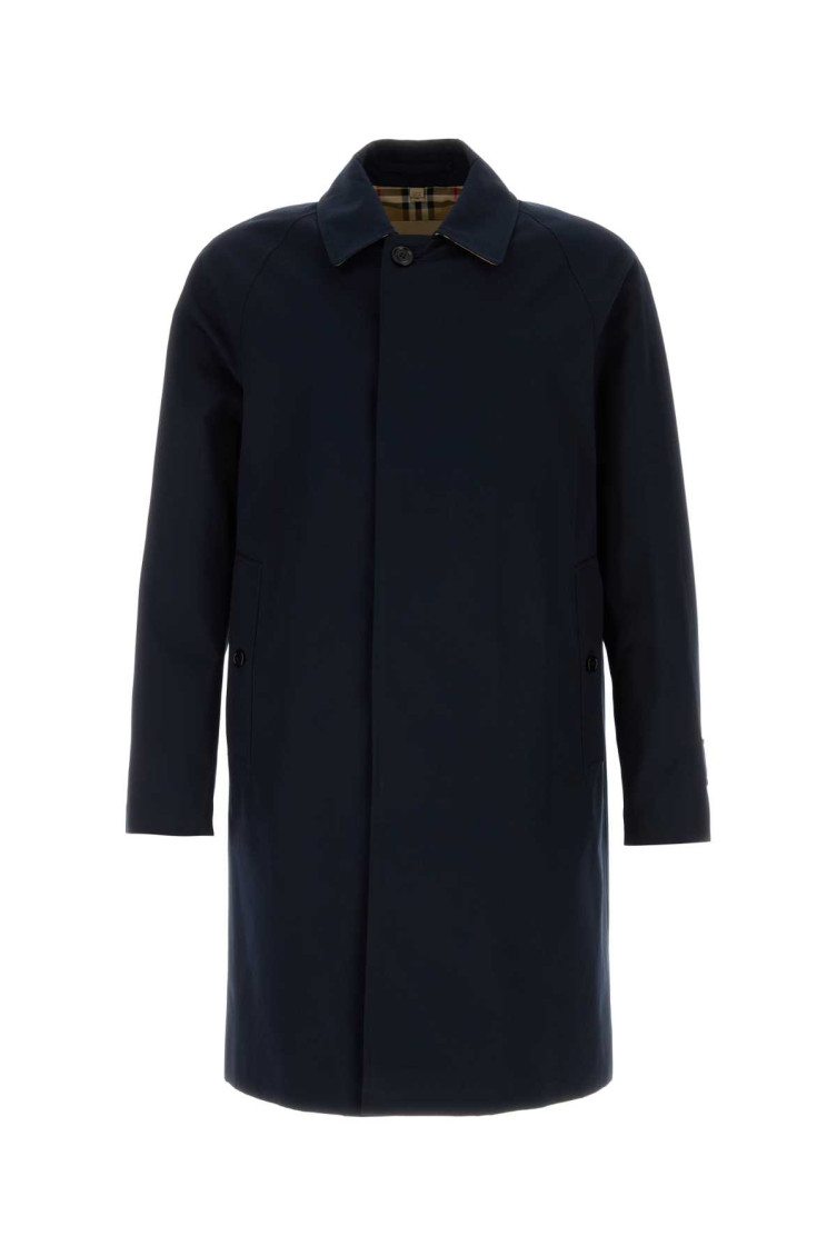 Burberry Camden Heritage Organic Cotton Coat In Dark Blue