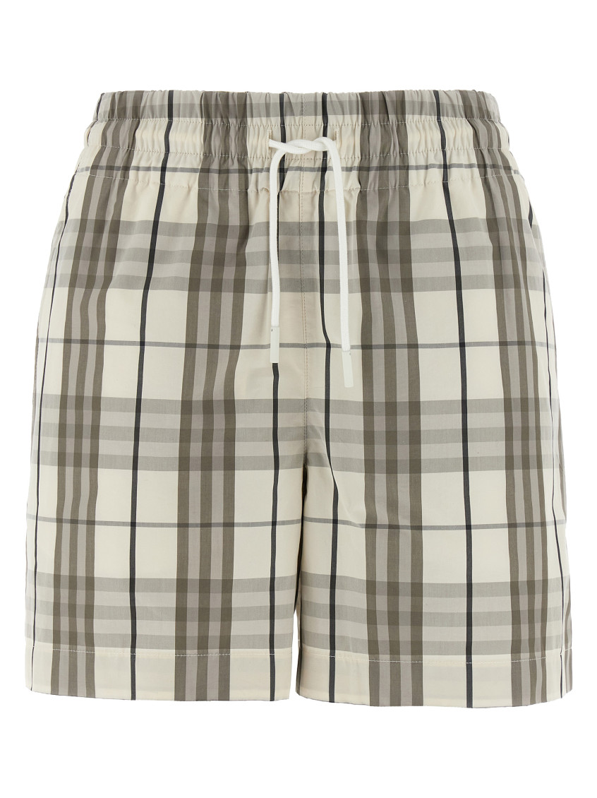 Shop Burberry Grey Check Bermuda Shorts