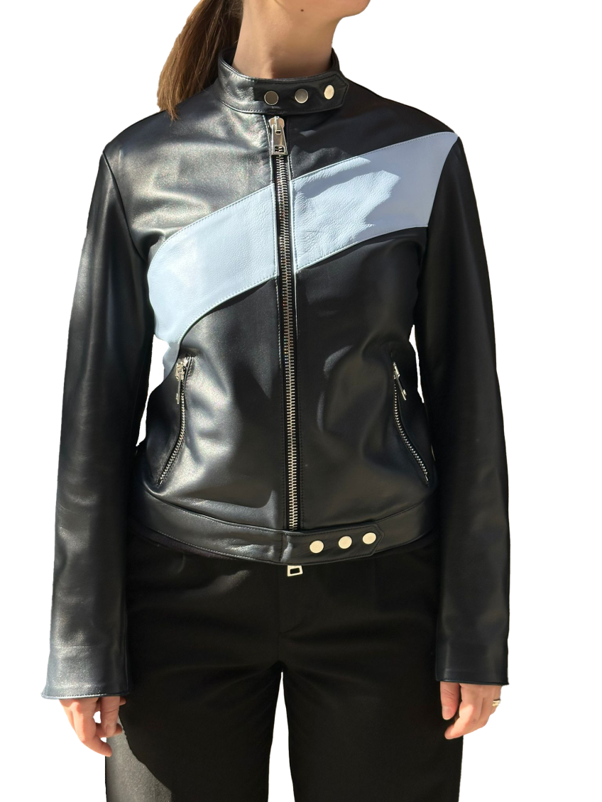 La Rose Black Leather Jacket In Black